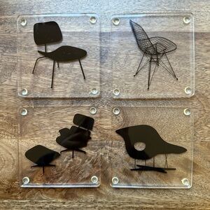 MoMA Clear Coasters with Charles and Ray Eames' Chair Design - Set of 4
